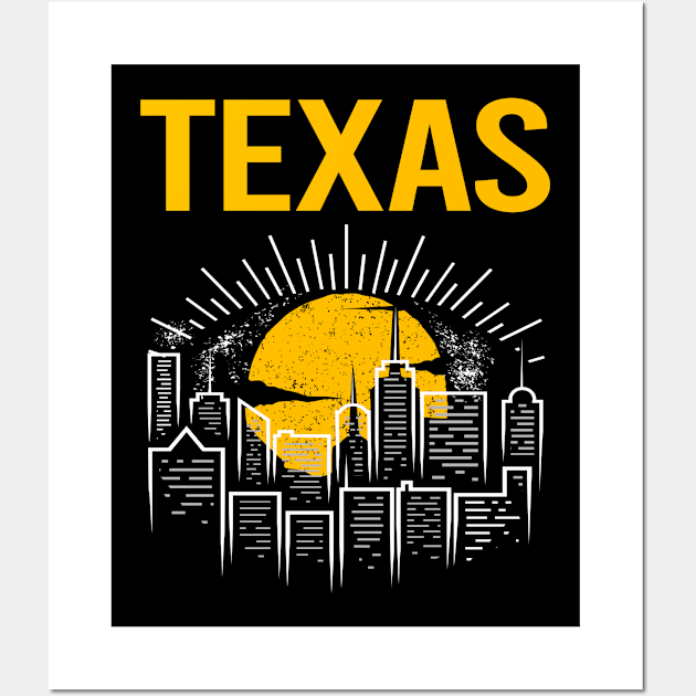 Yellow Moon Texas Wall Art by flaskoverhand